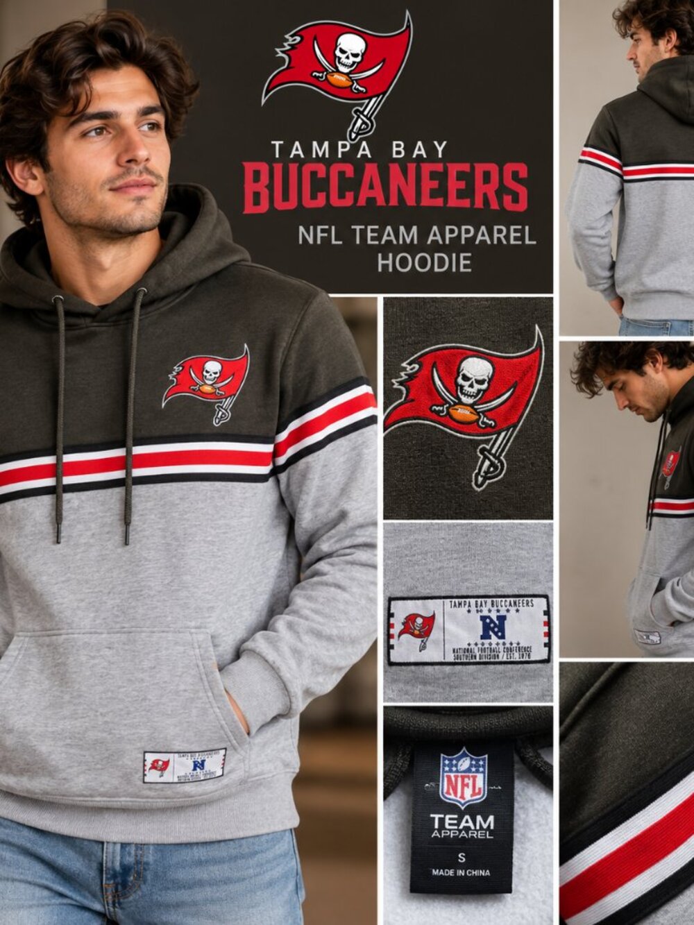Tampa Bay Buccaneers NFL Team Apparel Hoodie – Men’s Small NWT